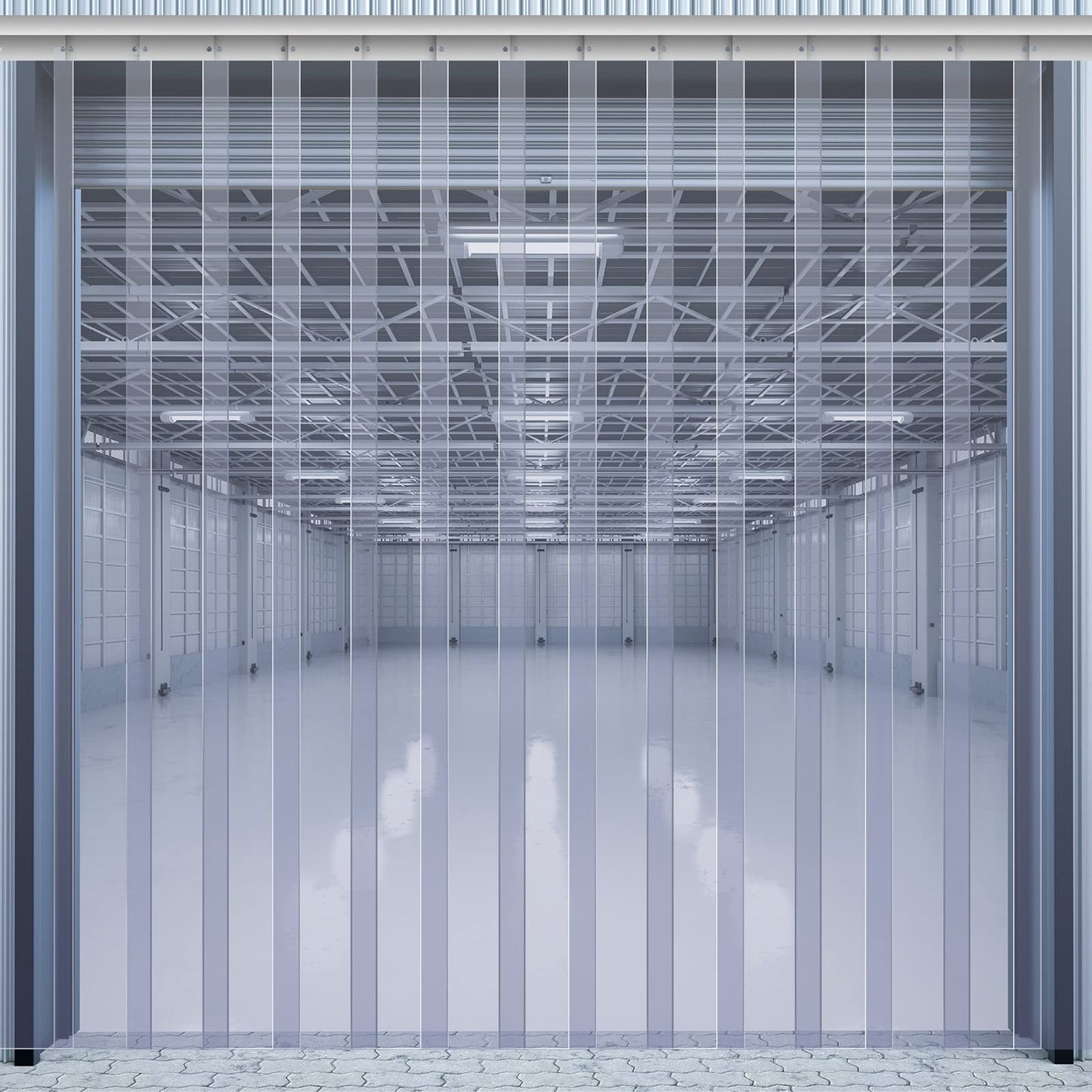 Juexica 84 x 118 Inches Plastic Strip Door Curtain Kit 0.08'' Walk in Cooler Curtains Thickness PVC Freezer Door Curtain Smooth Waterproof Hurricane Shutters Gate for Warehouse Garage Industry(Clear)