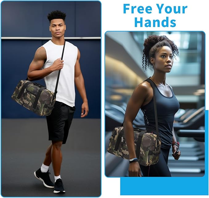 Small Gym Bag 14 inch lightweight Carry On Mini Duffel Bag for Travel Sport - Camouflage