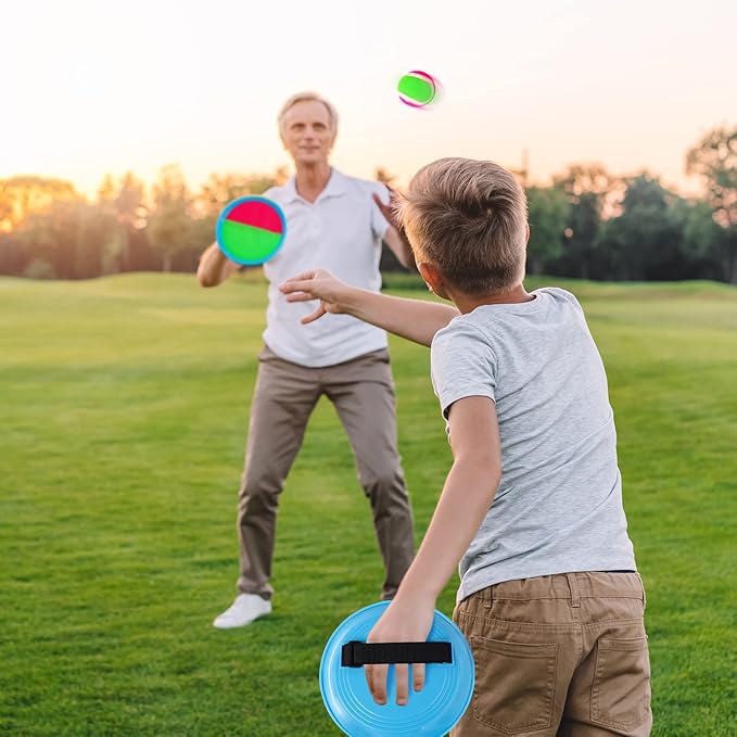 Ayeboovi Toss and Catch Ball Set with 8 Paddles 4 Balls Outdoor Beach Pool Toys for 3 4 5 6 7 8 Year Old Boys Girls Birthday Gift Outside Camping Lawn Yard Games for Kids and Family