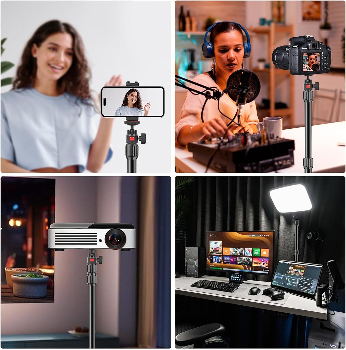 Mechrig 360 1/4" (811002) Camera Desk Mount Table Stand with Ball Head, Table Light Stand with Screw & C Clamp, Webcam