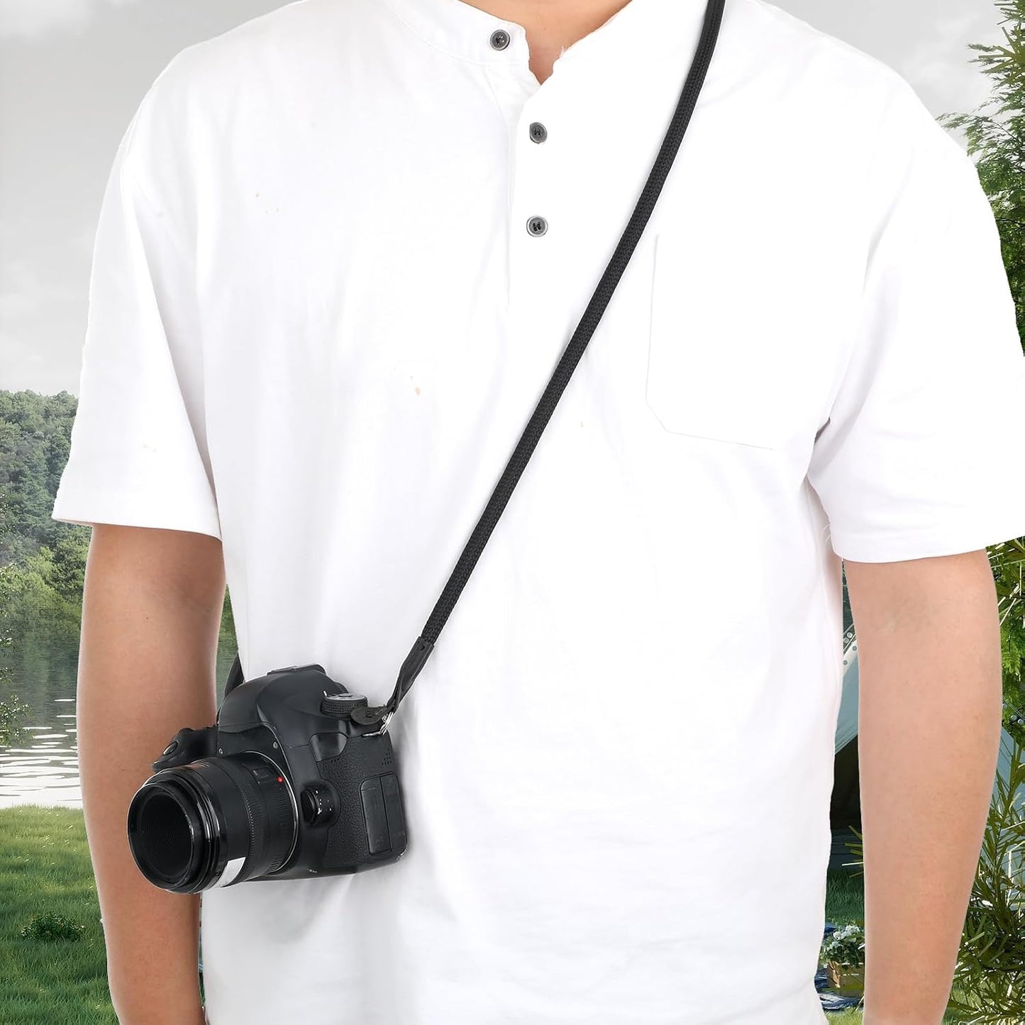 FdcZeyxior 105cm Rope Camera Strap, Camera Neck Strap, Nylon Climbing for Round Hole Interface DSLR SLR Mirrorless