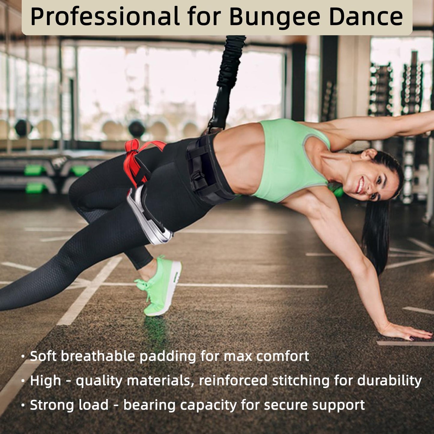 PRIORMAN Bungee Fitness Harness for Adults, Adjustable Dance Safety Belt with Size Guide & Back Support, W/CE Certificate,Heavy-Duty Jumping Equipment Harness for Workout Training (Harness Only)