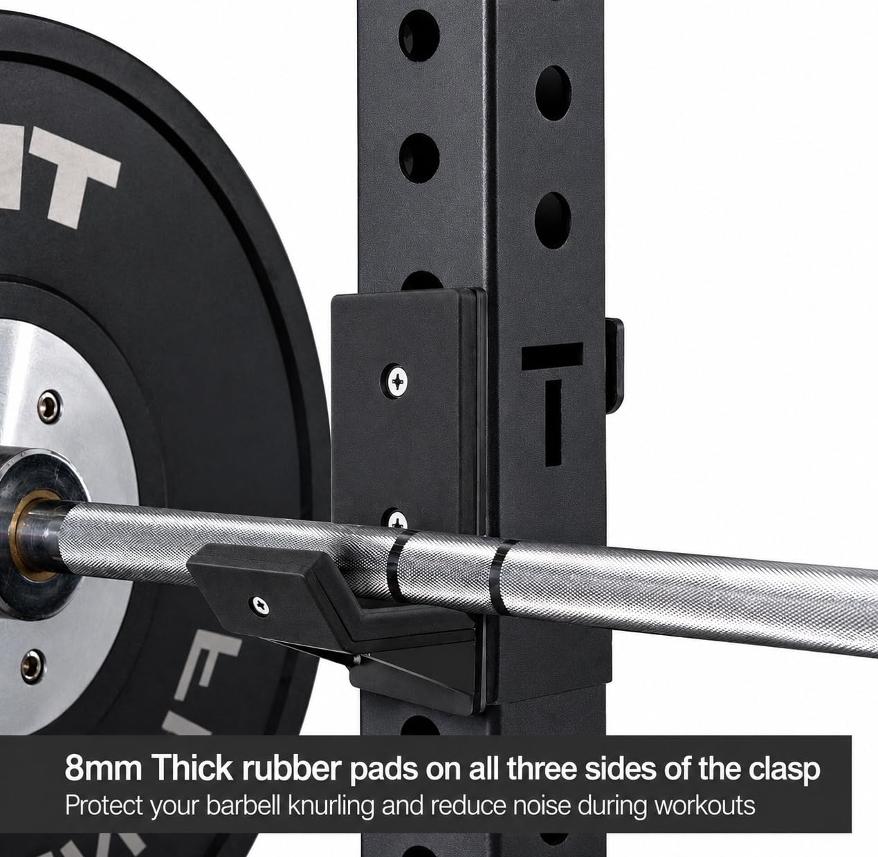 AINAFIX J Hooks for 3" x 3" Power Rack, Rubber Pad J-Hook for Power Cage, Bottom Reinforced Steel J Cups for Squat Rack (for 3"x3" Rack with 5/8" Hole)