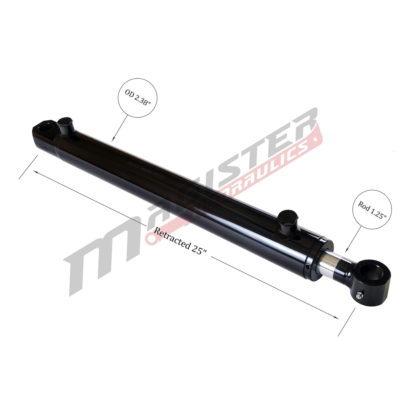 Magister Hydraulics Double Acting Hydraulic Cylinder - Tang Universal Hydraulic Cylinder 2" Bore, 16 inch Stroke Tang Style (2x16)