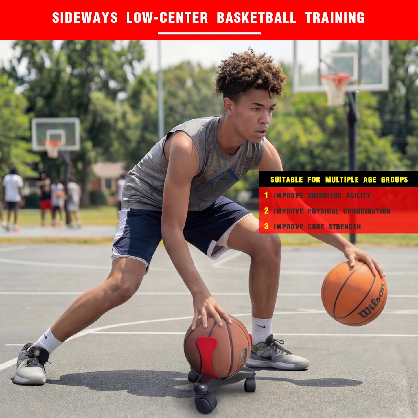bibahala Sideways Low-Center Dribbling Sliding Clamps Basketball Training Equipment Improve Skills Agility Coordination Training Kit Suitable for Basketballs of Size 5, 6, and 7