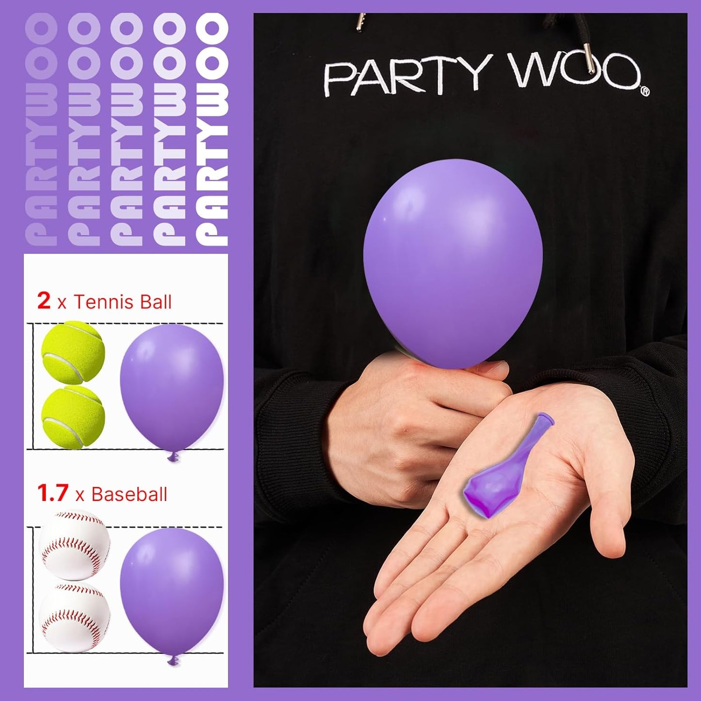 PartyWoo Purple Balloons - 100 Pcs 5-Inch Latex Balloons for Birthday & Wedding Decor
