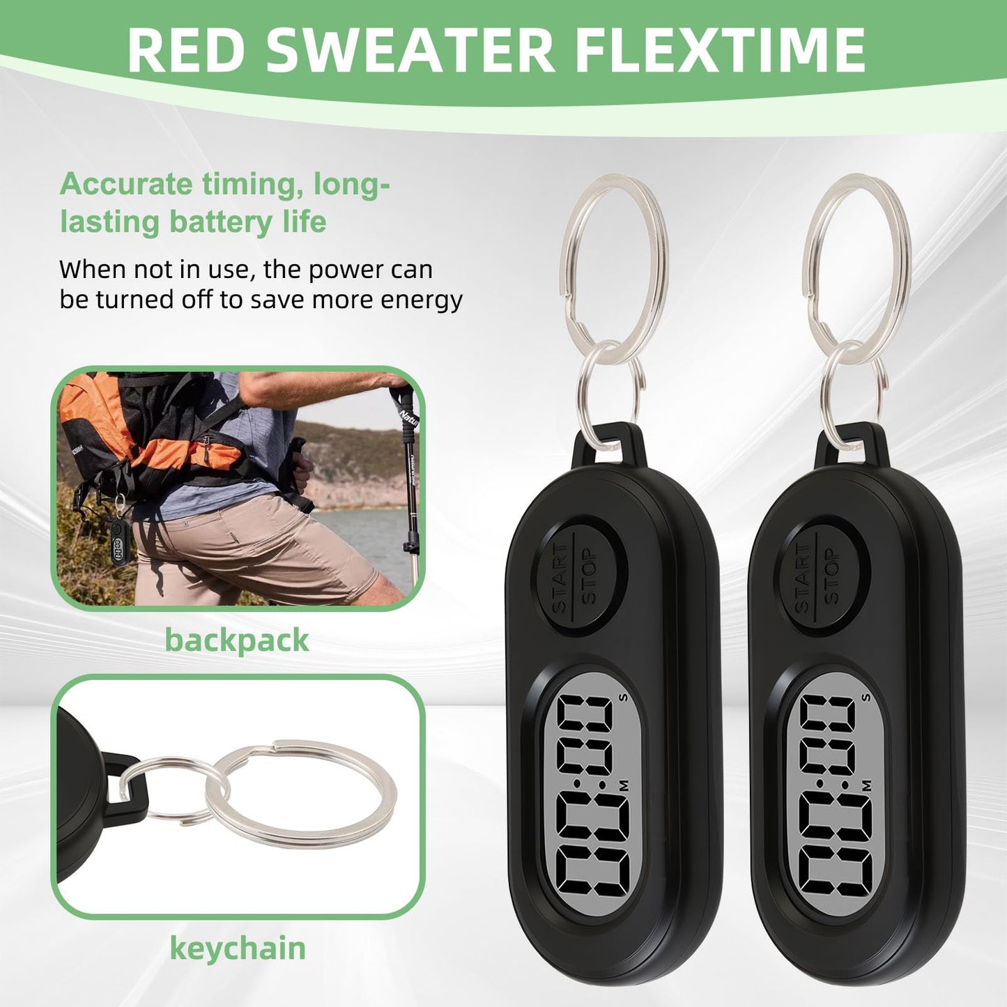 2 Pack Mini Digital Timer Keychain, Portable Countdown Timer and Stopwatch with LCD Display, Small Clip-On Pocket Timer for Cooking, Study, Workouts, Classroom and Daily Use