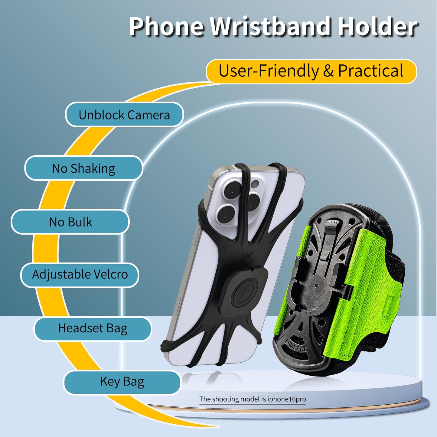 Wristband Phone Holder for Running,【360° Rotatable & Upgrade Anti-Drop】 Suitable for Mobile Phones（Fits All 4-6.5 Inch）, scanners, Portable Computers, and PDAs(Green)