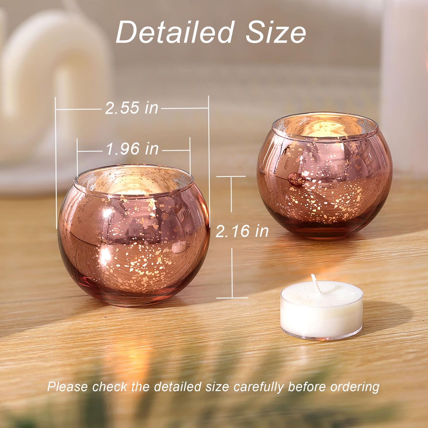 LAMORGIFT 36 Pcs Rose Gold Candle Holders-Rose Gold centerpieces for Birthday Party, Wedding, Bridal Shower, Sweet 16. Mother's Day Brunch Table Decorations