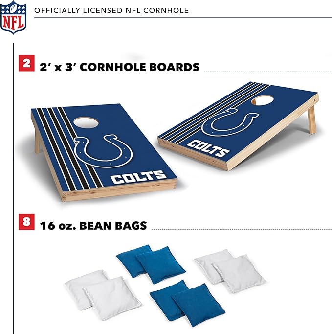 NFL 2' x 3' Solid Wood Cornhole Set with Direct Print HD Team Graphics – Great Gift for Any Football Fan! Bean Bag Toss Family Outdoor Games