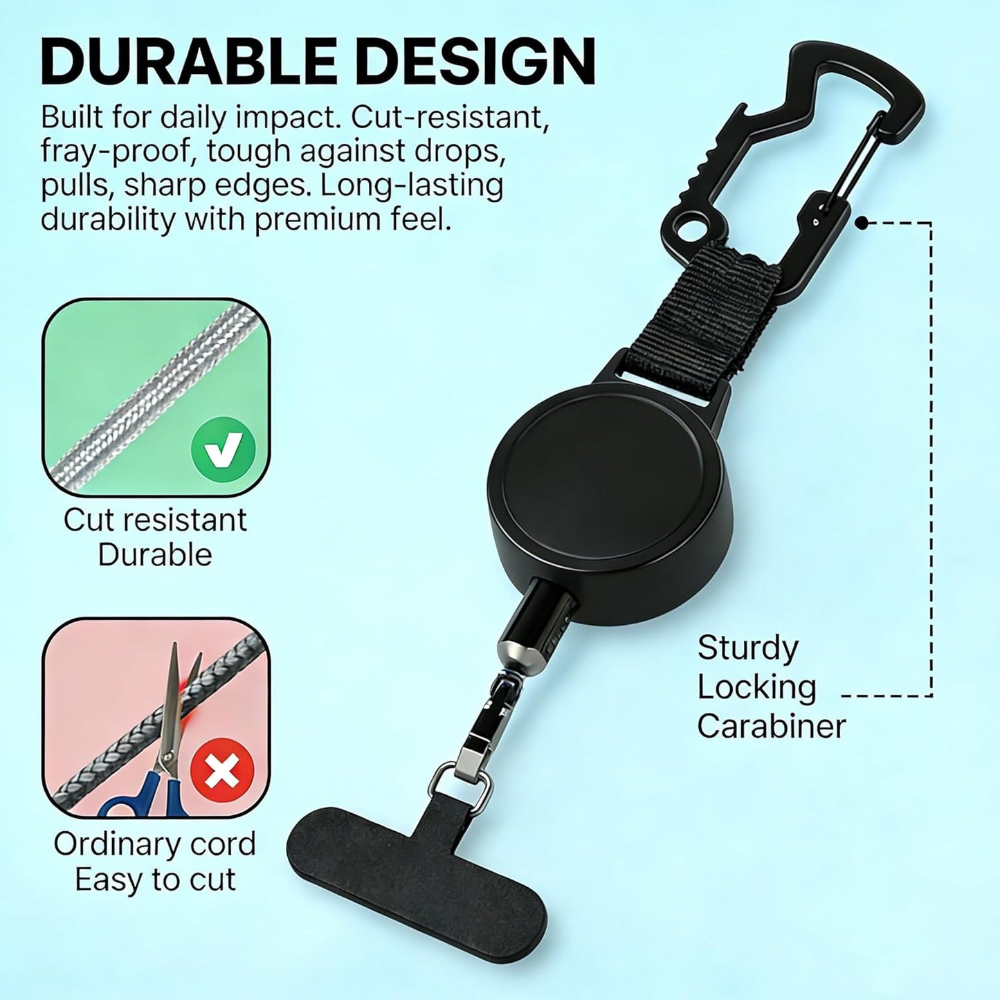 Angjiny 360 Anti-theft Phone Tether - Universal Phone Lanyard Retractable Steel Line Cellphone Strap,Phone Leash