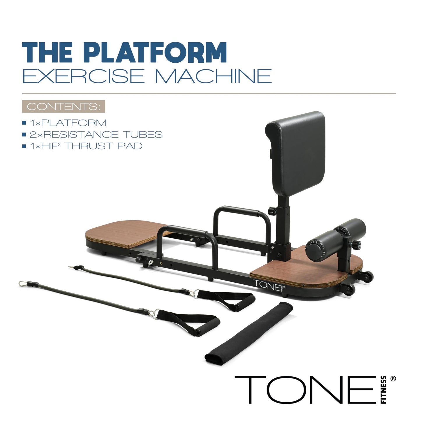 Tone Fitness Foldable Hip Thrust & Glute Exercise Machine | Adjustable Sissy Squat, Core & Leg Trainer | Compact Multi-Purpose Home Gym Equipment | Dark Walnut