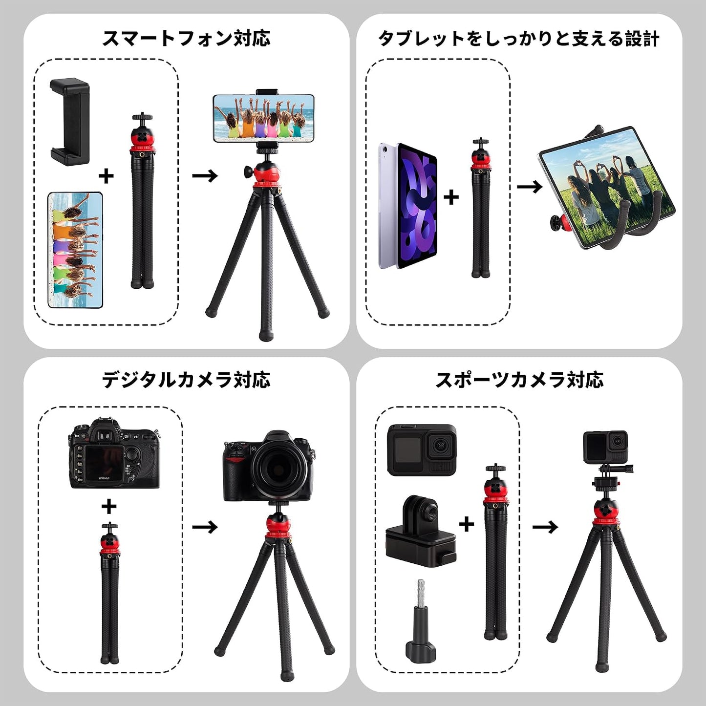 MINICOR Flexible Bendable Tripod for iPhone and Action Cameras,Mini Handheld Portable Tripod Stand for Vlogging Travel