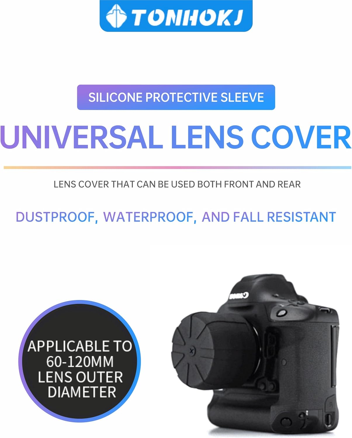 TONHOKJ 60120mm 3 Universal Camera Lens Cover for DSLR & Mirrorless Cameras, Flexible Front Lens Protector, Dustproof