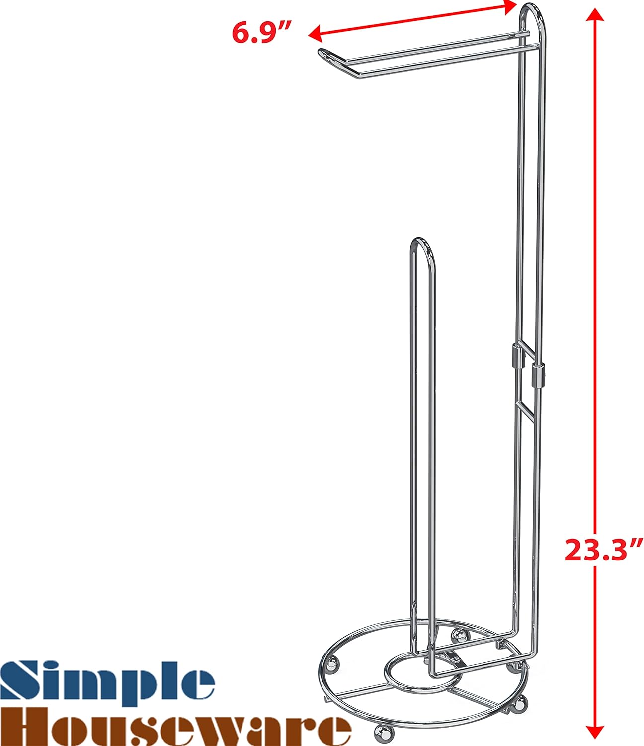 Simple Houseware Toilet Paper Holder - Freestanding Chrome Bathroom Tissue Storage Solution