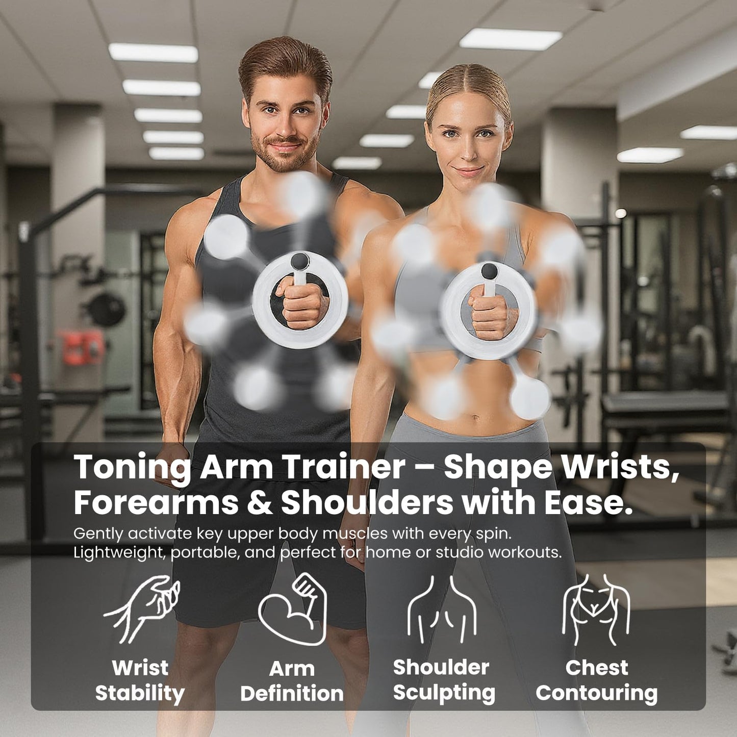 Arm and Shoulder Workout Equipment for Men and Women, 360° Hand-Crank Forearm Trainer, Shoulder Exercise and Mobility Trainer, Home Fitness Equipment for Chest and Upper Body Strength(White)