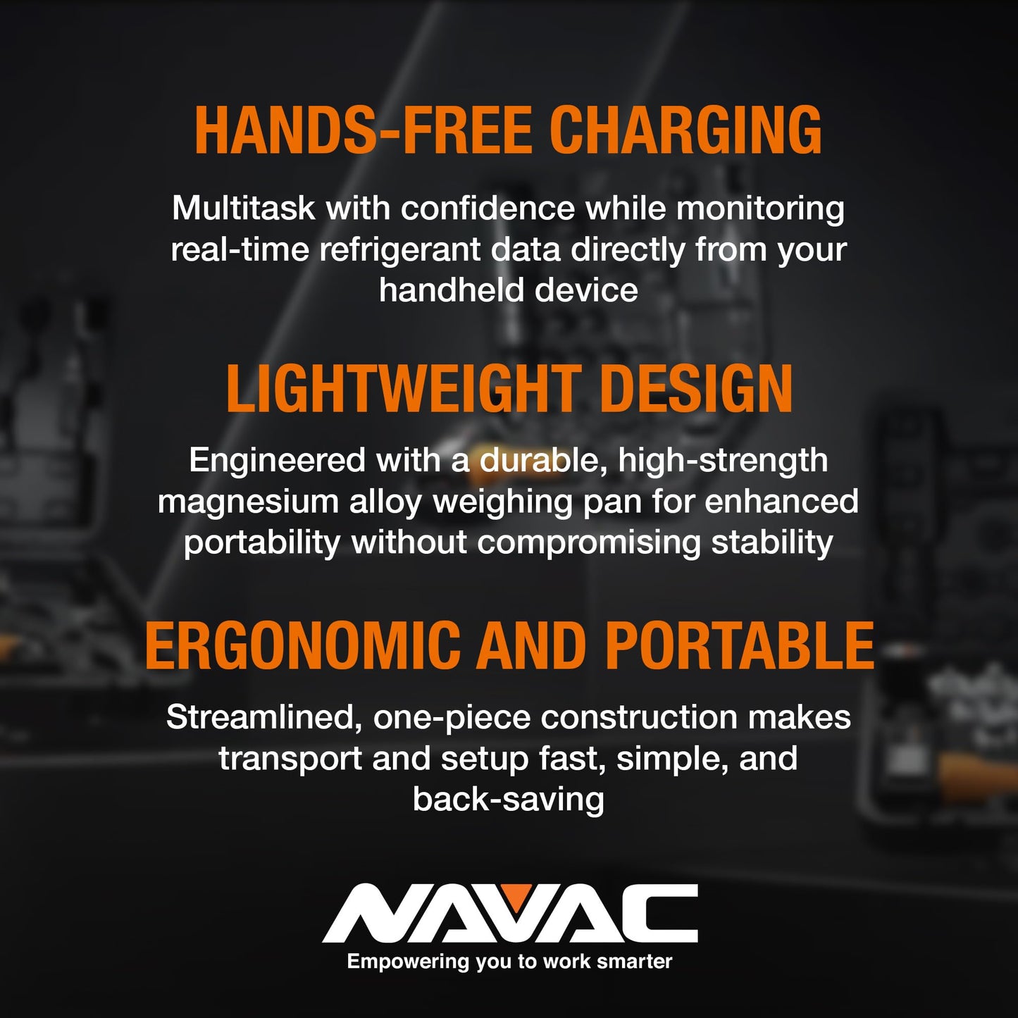 NAVAC NRS2i01 Wireless Refrigerant Scale | Bluetooth Handheld Display | 220 lbs Capacity | Lightweight Magnesium Alloy Weighing Pan | Precise Measurements | 1 Year Warranty