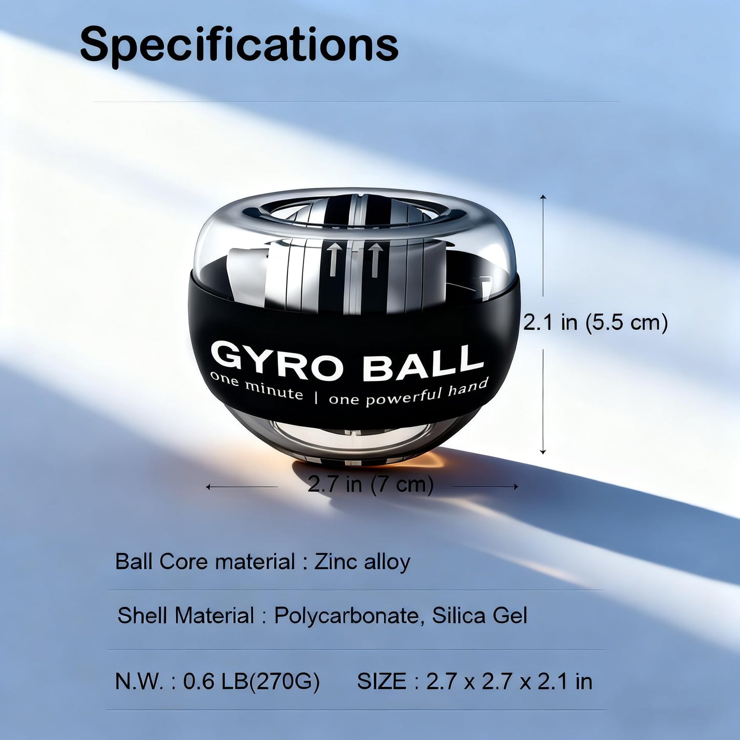GOZATO Auto-Start Wrist Power Gyro Ball with LED Lights, Wrist Strengthener and Forearm Exerciser for Stronger Arm Fingers and Muscle