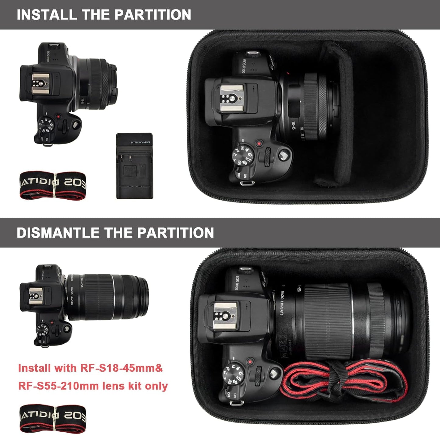 R100 R50 GWCASE Compact Case Compatible for Canon EOS Mirrorless Camera, Travel Storage Cameras Crossbody Bag for Video