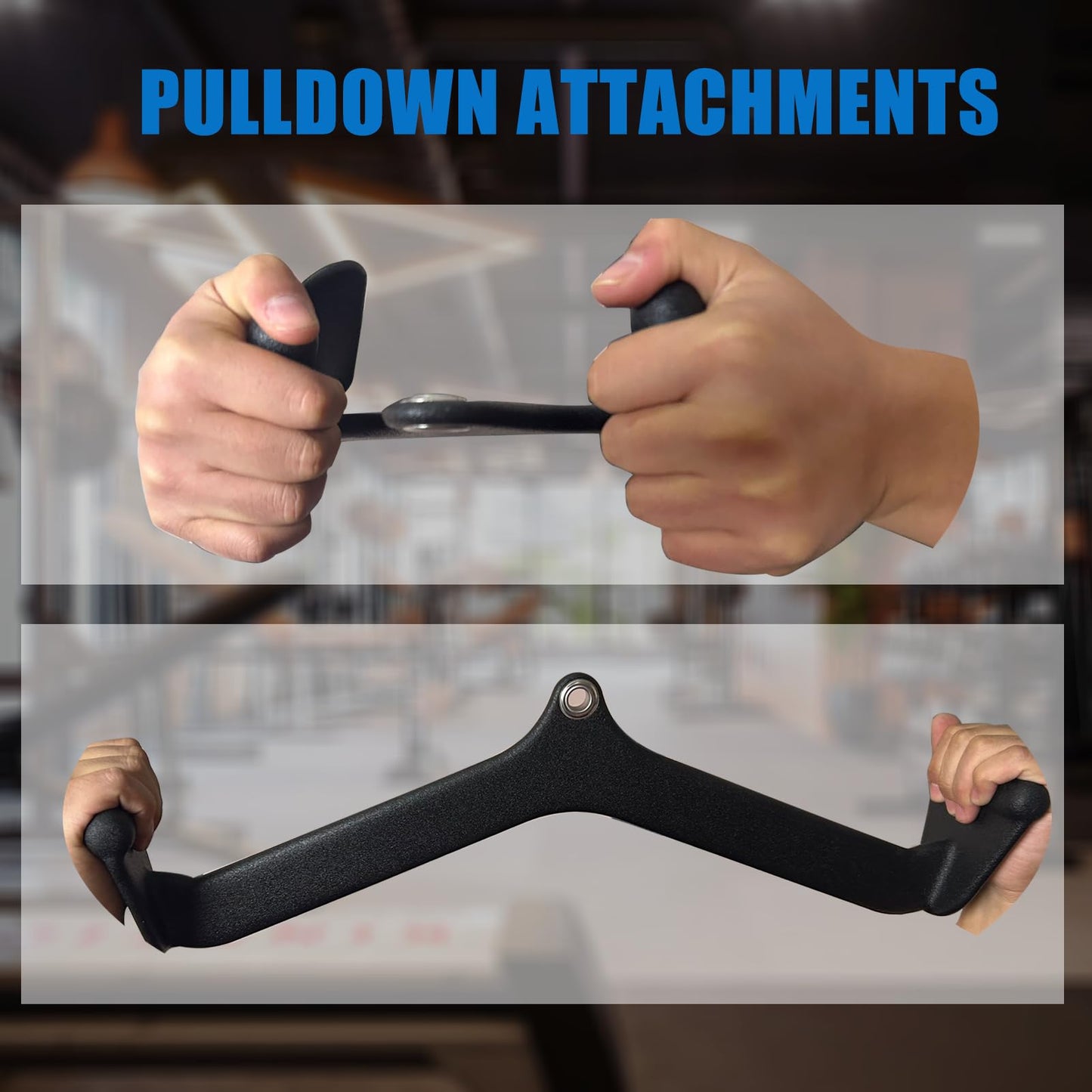 BLUSLM LAT Pulldown Attachments, LAT Bar Cable Machine Attachment,T-bar V-bar, LAT Pull Down Bars, Back Tricep Bar Strength Training Handle for Home Gym Fitness (Style 01)