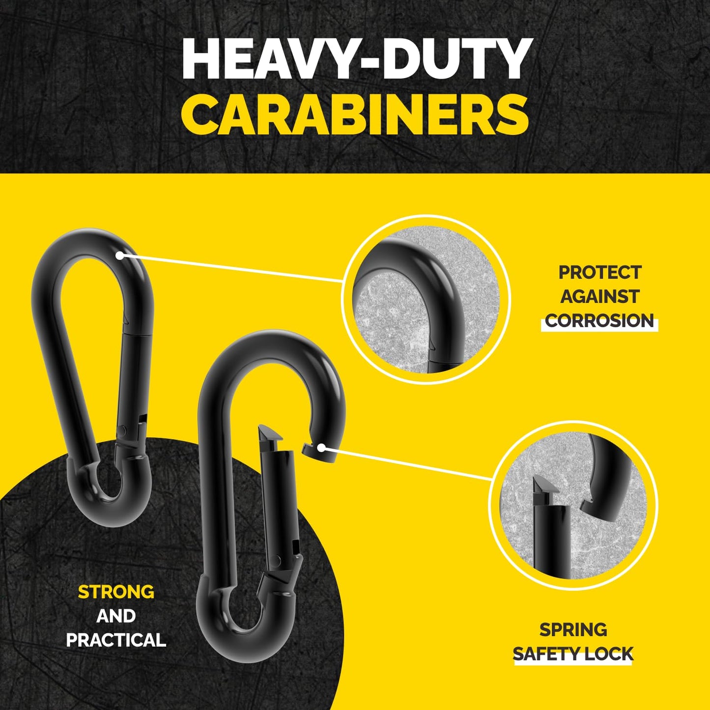 Heavy Duty Handles - Set of 2 Handles with 2 Carabiners - Comfortable Grip Handles for Resistance Bands, Cable Machines, and Home Workouts - Durable Exercise Accessories for Strength Training (Green)