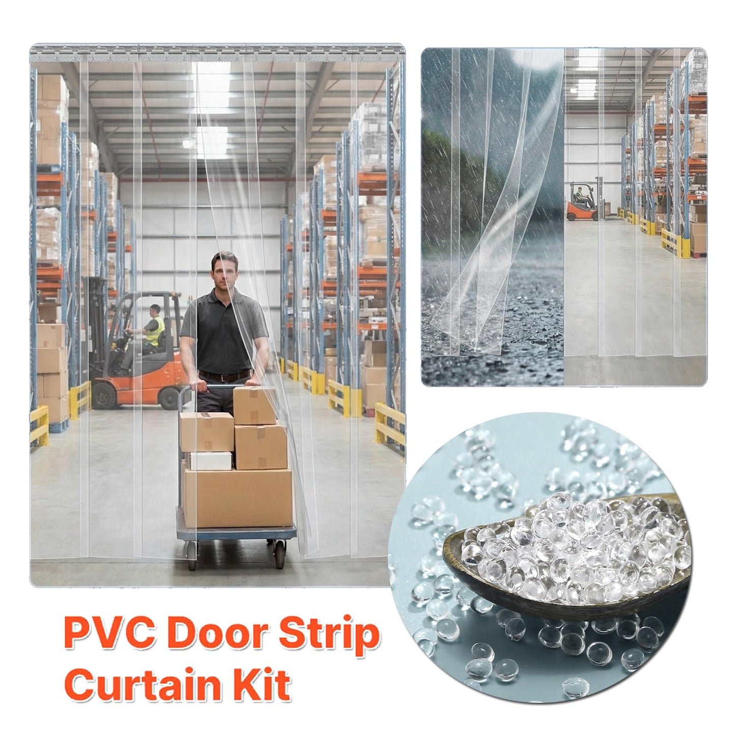 SHINGJING PVC Curtain Door Strip,Transparent PVC Strip Curtain Door Kit,Soft Flexible Vinyl Plastic for Industrial Doorway Freezer Room,Waterproof Windproof(W75xH290cm/W29.53xH114.17in)