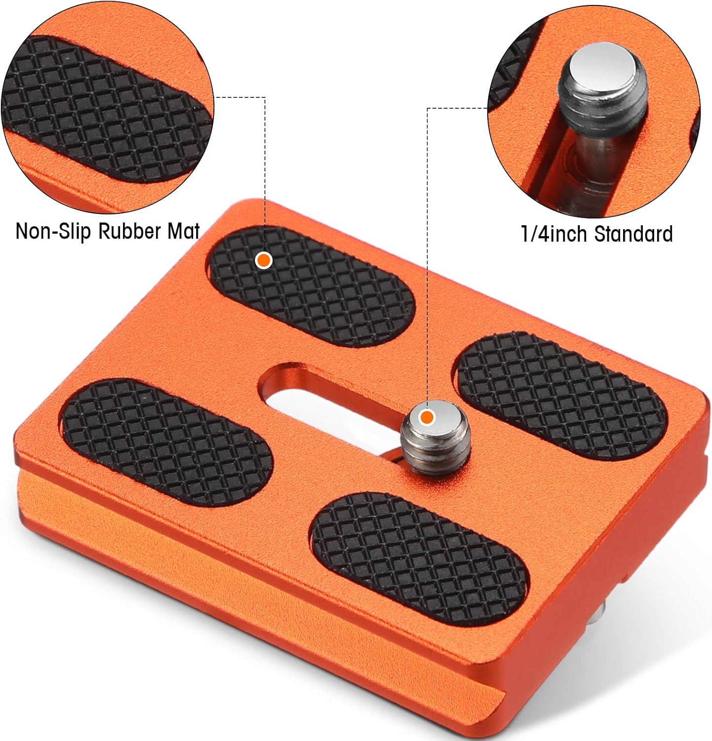 Frienda 2 1/4''-20 Head(Orange,Pu50) Pieces Metal Quick Release Plate with Camera Screw Tripod Mount Plate Fits