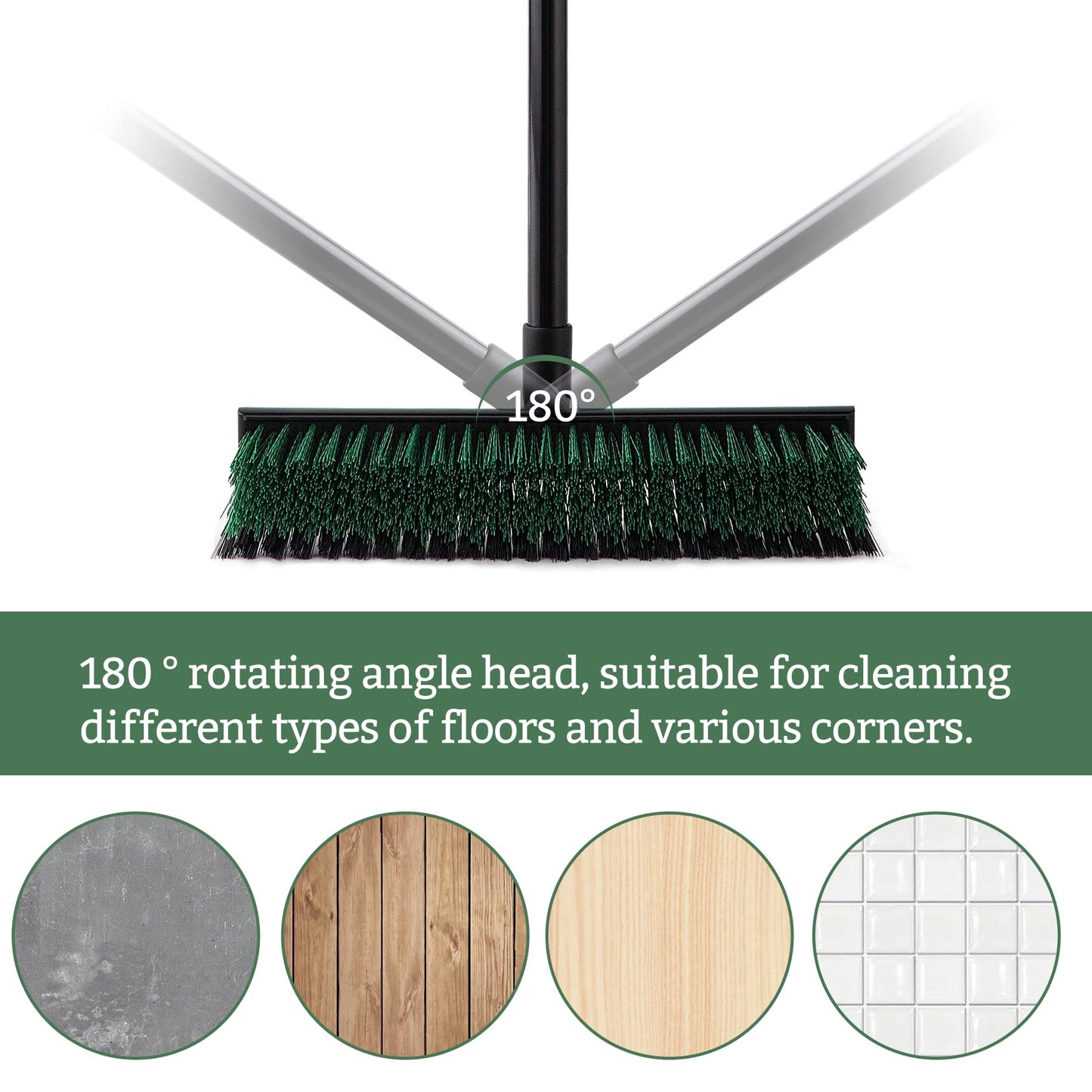 Eyliden Double-Sided Floor Scrub Brush, 65.5'' Long Handle, V-Shaped Head Brushes for Crevice and Corner Cleaning, No-Scratch Effortless Grout Brush for Floor Joint Tile Seams Bathroom Kitchen