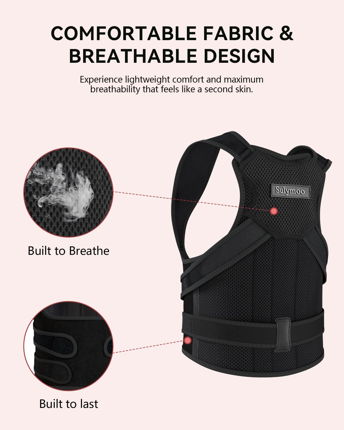 Sulymoo Posture Corrector for Women and Men, Back Brace with Shoulder Support, Adjustable Full Back Brace Straightener for Posture Improving, Relief for Upper & Lower Back, Shoulder Pain (Medium)