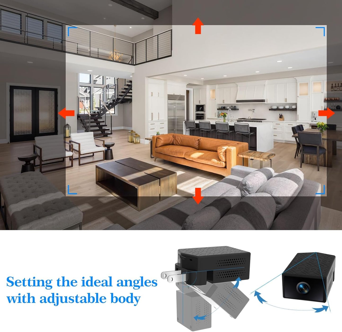 WKX 2K (W-C7) Mini Plug-in Security Camera with Rotating Lens, Night Vision, Motion Detection