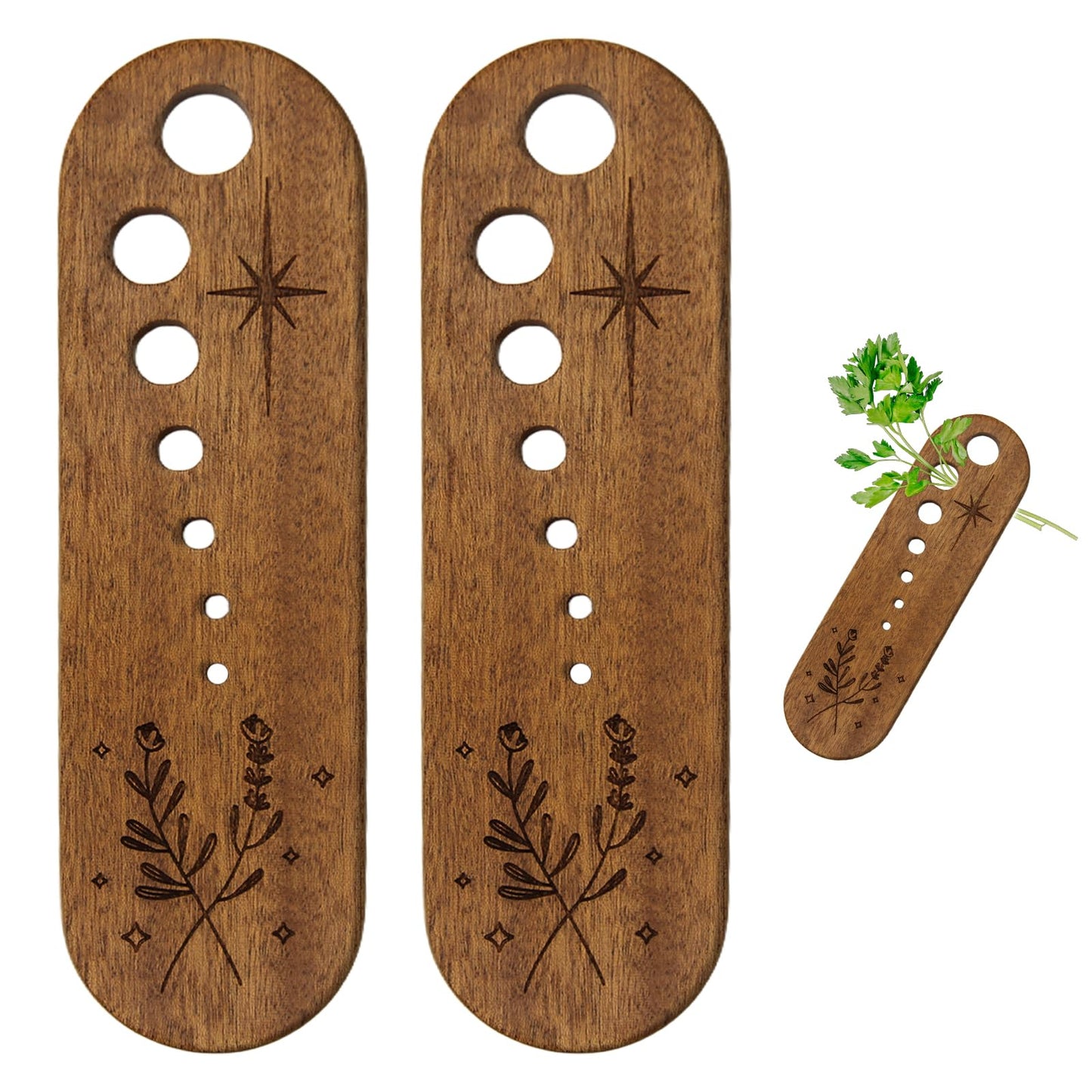 2Pcs Wooden Vegetable Leaf Separator, Pottery Herb Stripper Tool Supplies, Fun Kitchen Gadgets, Exquisite Herb Stripper Bowl Gifts for the Kitchen Suitable for Home Use & Chefs