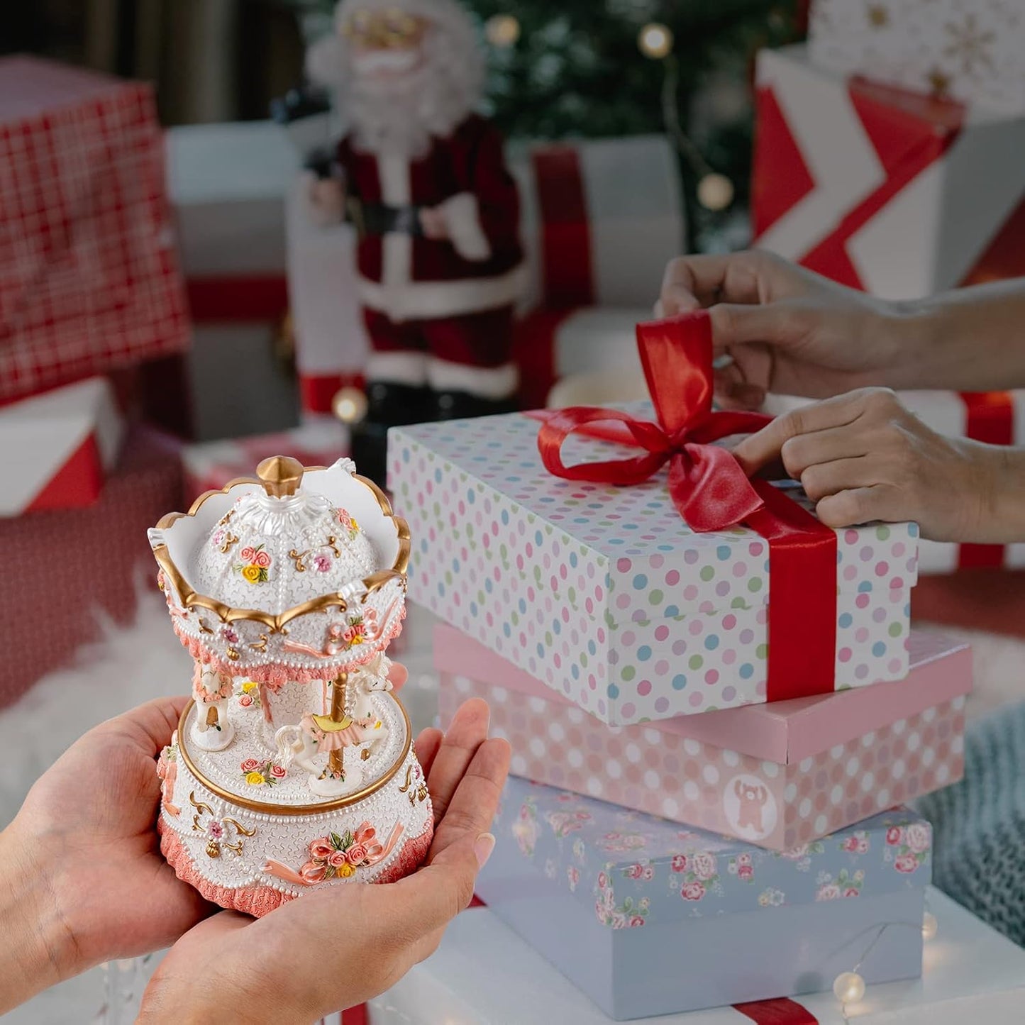 Skiennix Carousel Music Box - Colorful LED Lights & Luxury Horse Figurines | Perfect Gift for Kids