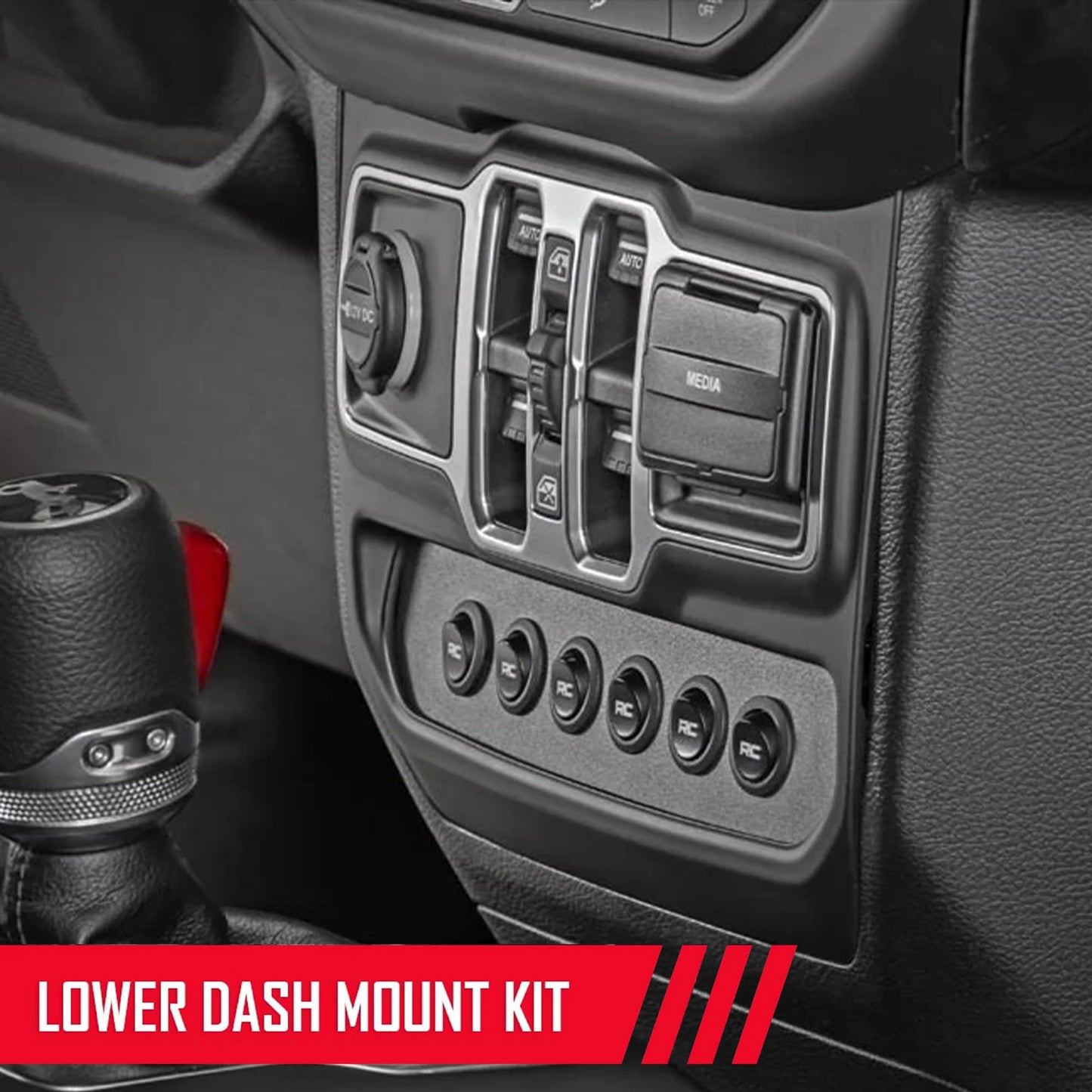 Rough Country 6 Gang Lower Dash Switch Panel & Relay System - MLC-6 Light & Accessory Controller for Jeep Wrangler JL/Gladiator JT (2018-2026)