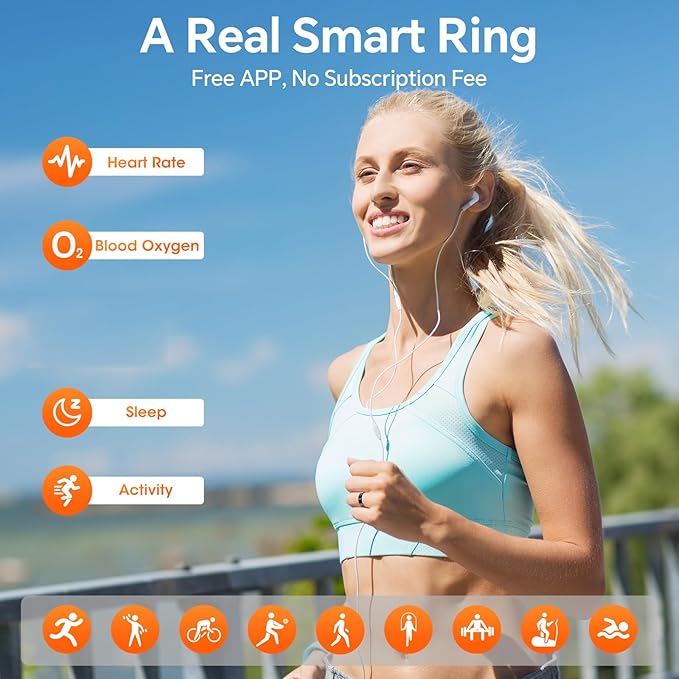 Smart Ring for Men and Women with Charging Case, Lifetime Free App Subscription, Ultra-Light and Thin Fitness Tracker, 24/7 Tracking of Activity, Health, Sleep, and Blood Oxygen
