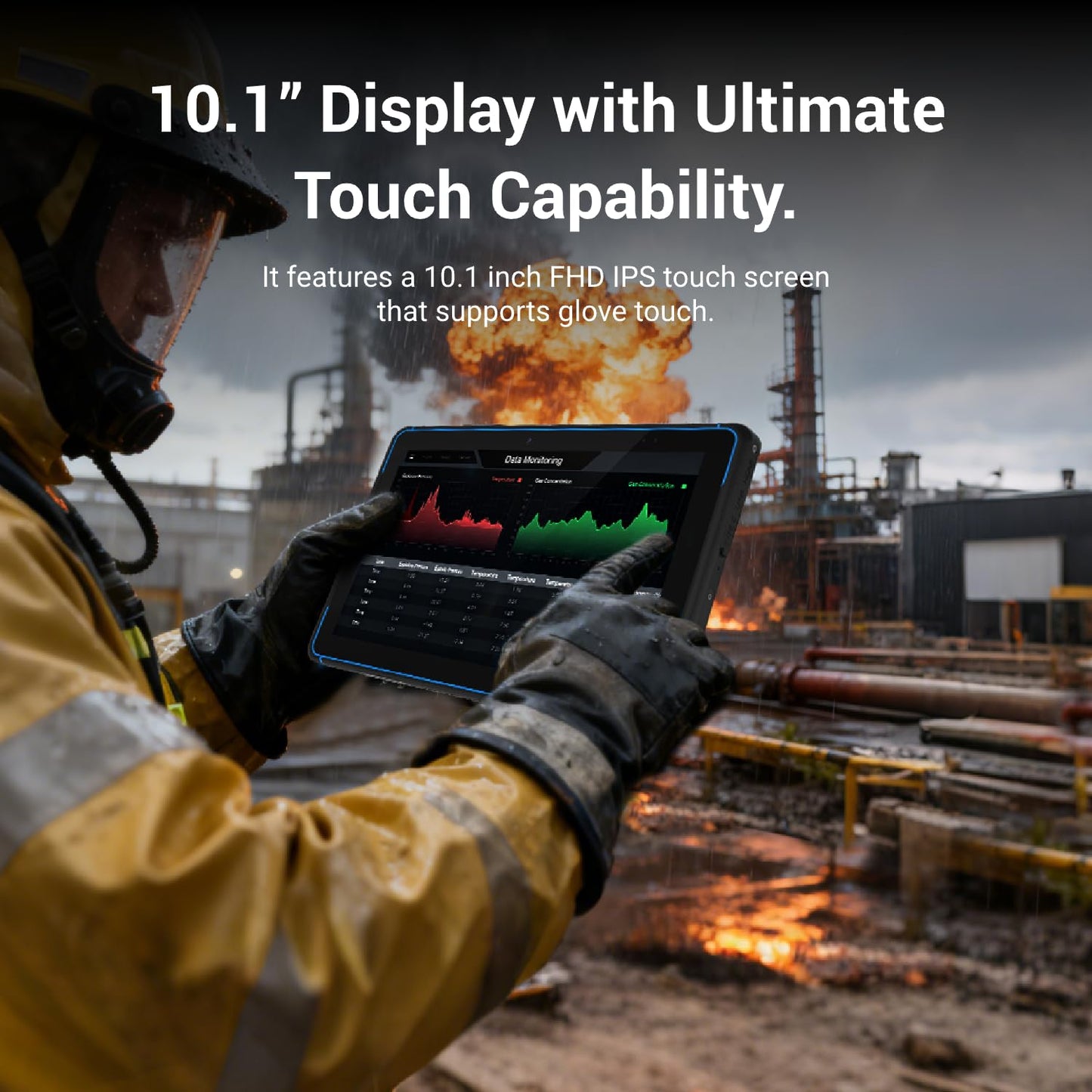 HUGEROCK 10.1" ATEX Certified Explosion-Proof Rugged Tablet, N5105, 16GB+128GB, Windows 11, IP68 Industrial Mobile Computer for Hazardous Zones/Oil & Gas/Mining