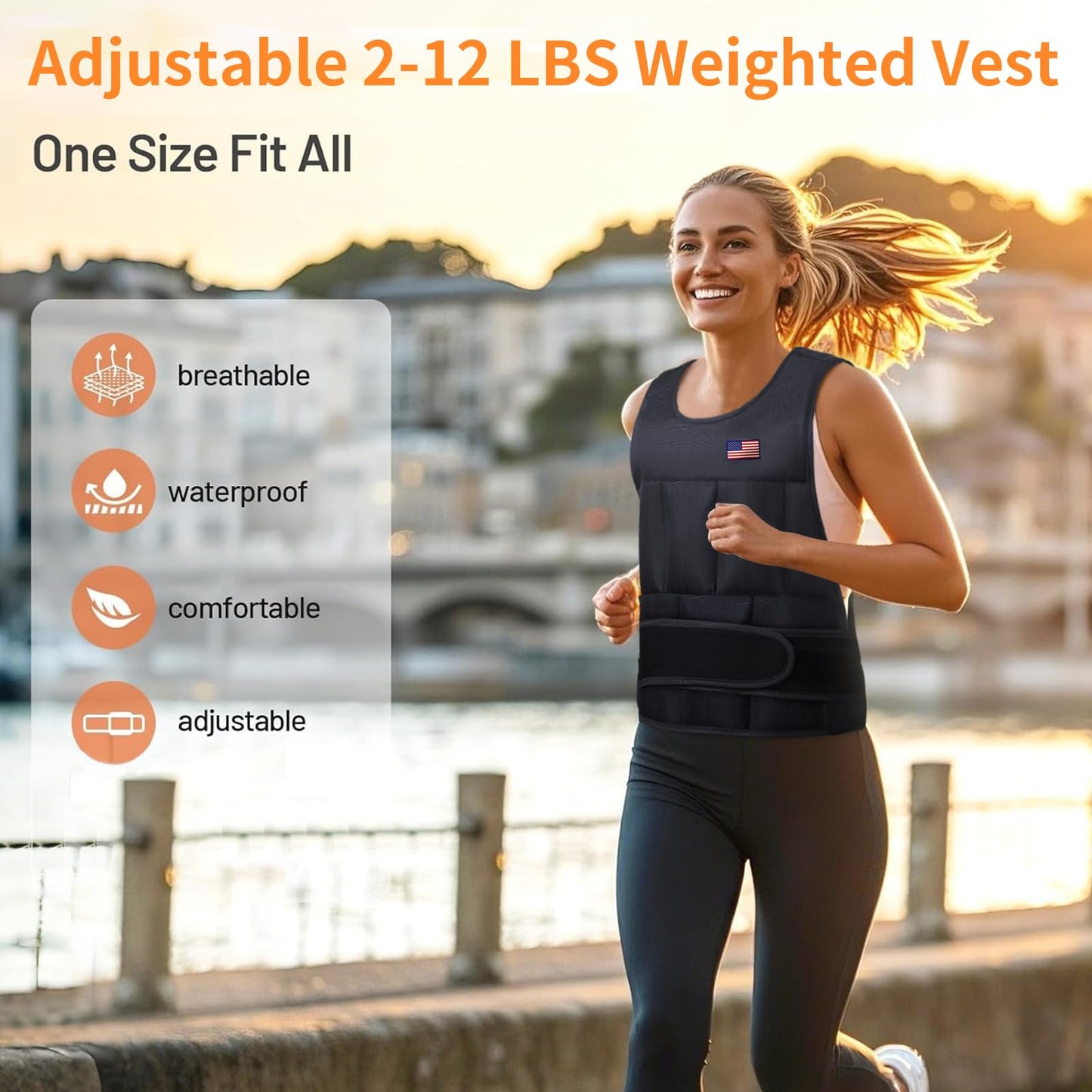 Wolliwa Adjustable Weighted Vest for Men Women,2-12 Lbs Adjustable Weighted Vest with Straps Womens Running Weight Vest for Walking Strength Training Fitness (Black, Adjustable 2-12 Lbs)