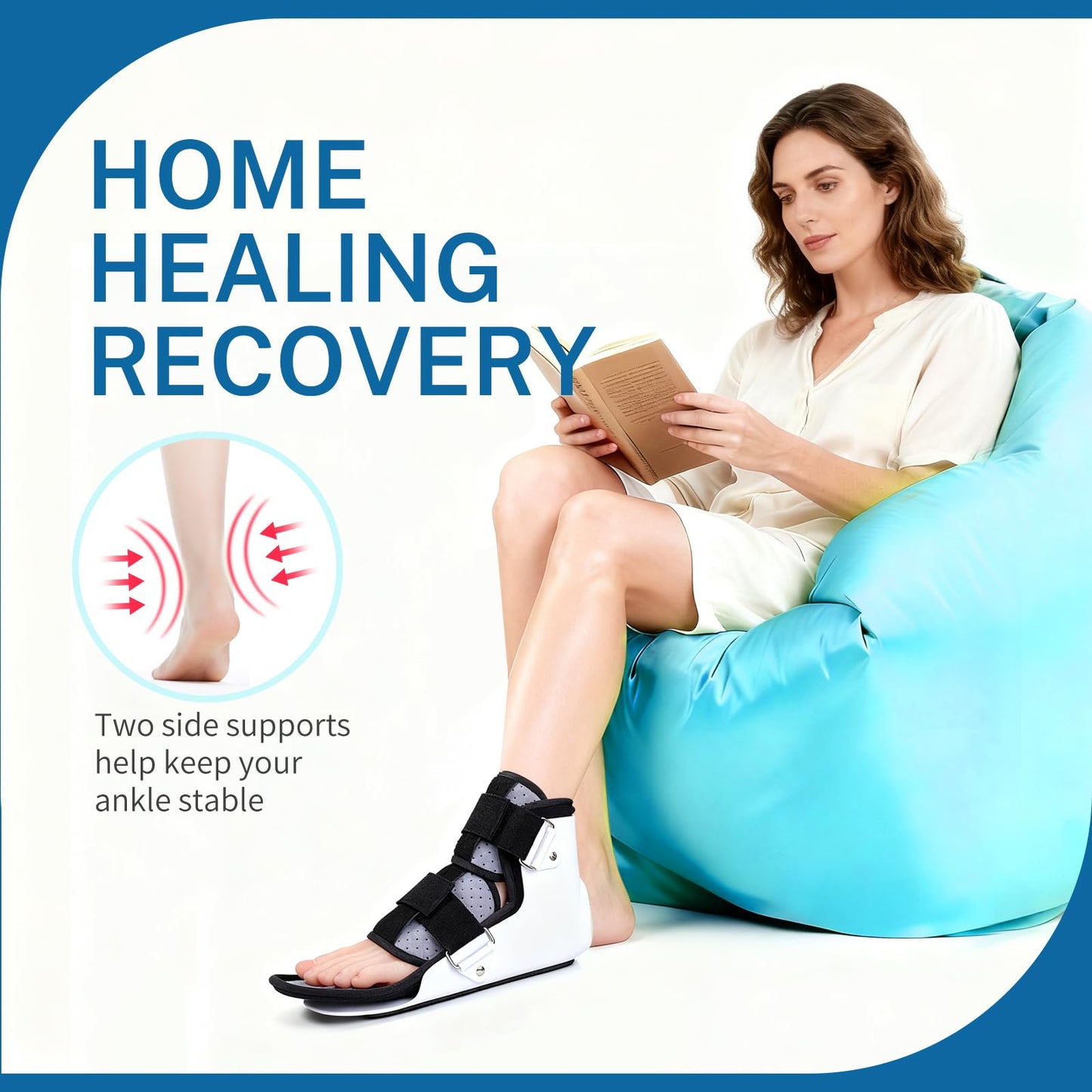 KUAZIDAR Post Op Shoe Foot Brace - Air Walker Boot, Orthopedic Surgical Cast Shoe for Broken Toes, Injured Foot Protection, Stress Fracture Recovery Medical Boot (Right, Suit for 9.84"-10.43")