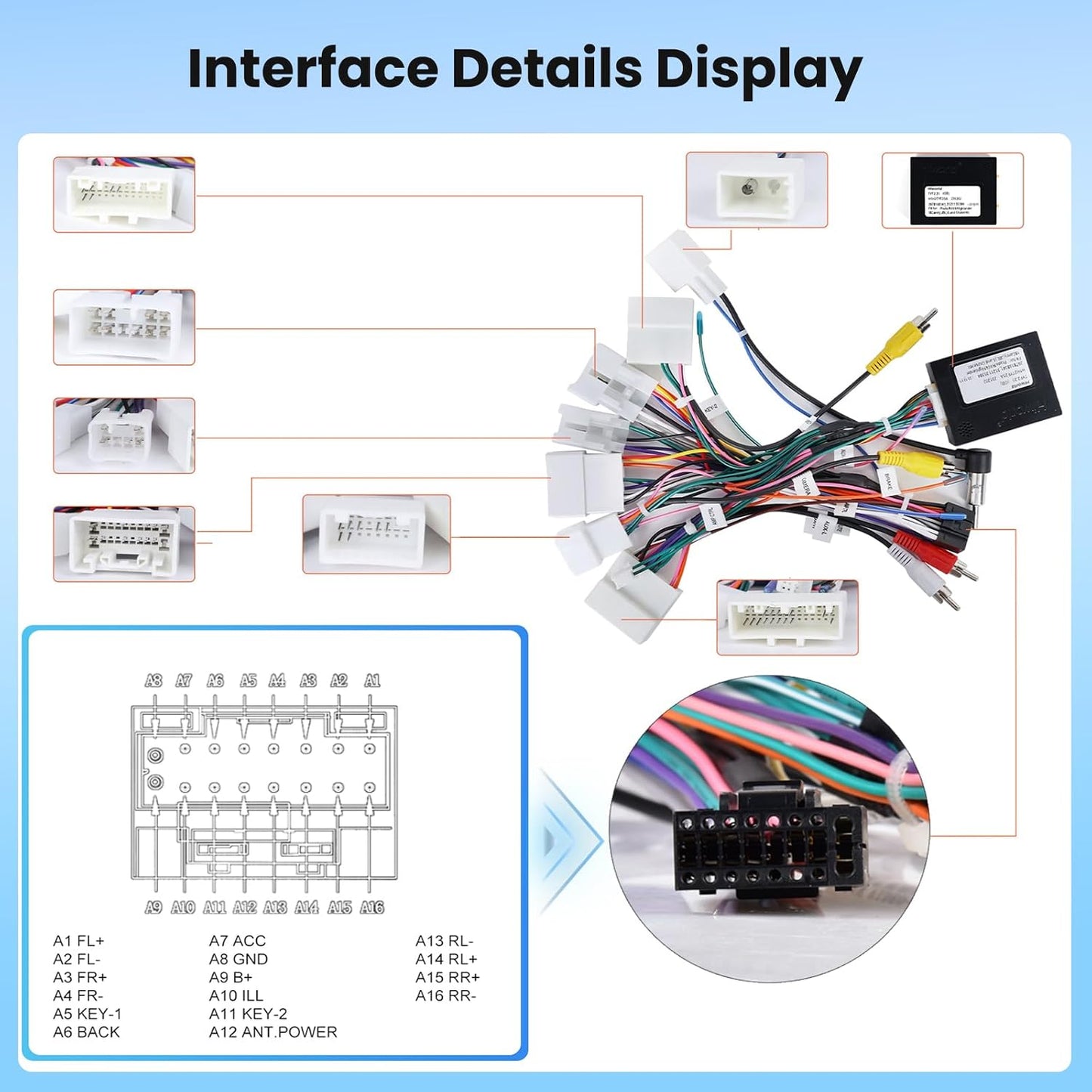 16 RAV4 4Runner (T1) for J-B-L Radio Wiring Harness Pin Cable Compatible with Toyota Corolla Camry Tundra Prado CHR