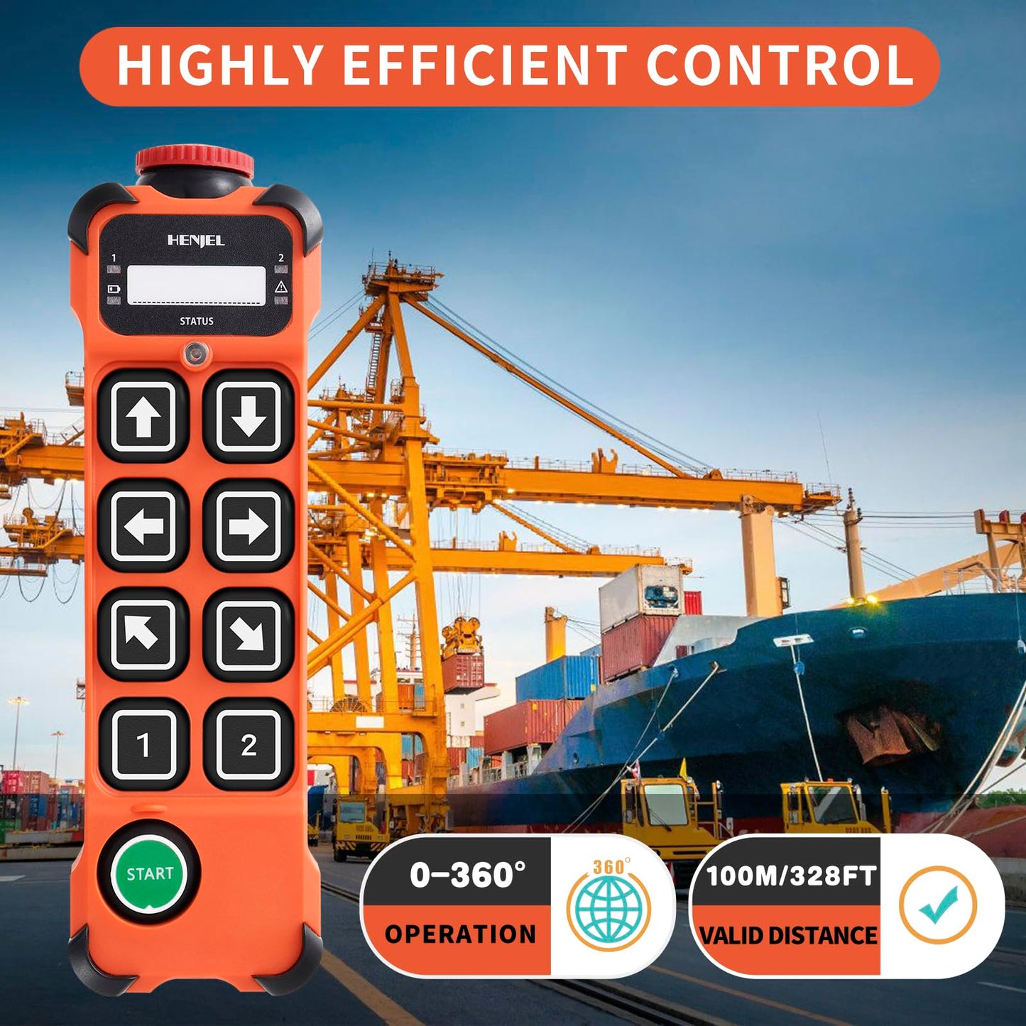 Crane Wireless Remote Control Industrial Hoist Overhead Bridge Crane Controller 8 Channel Button 2 Transmitters 12V 24V 36V Receiver