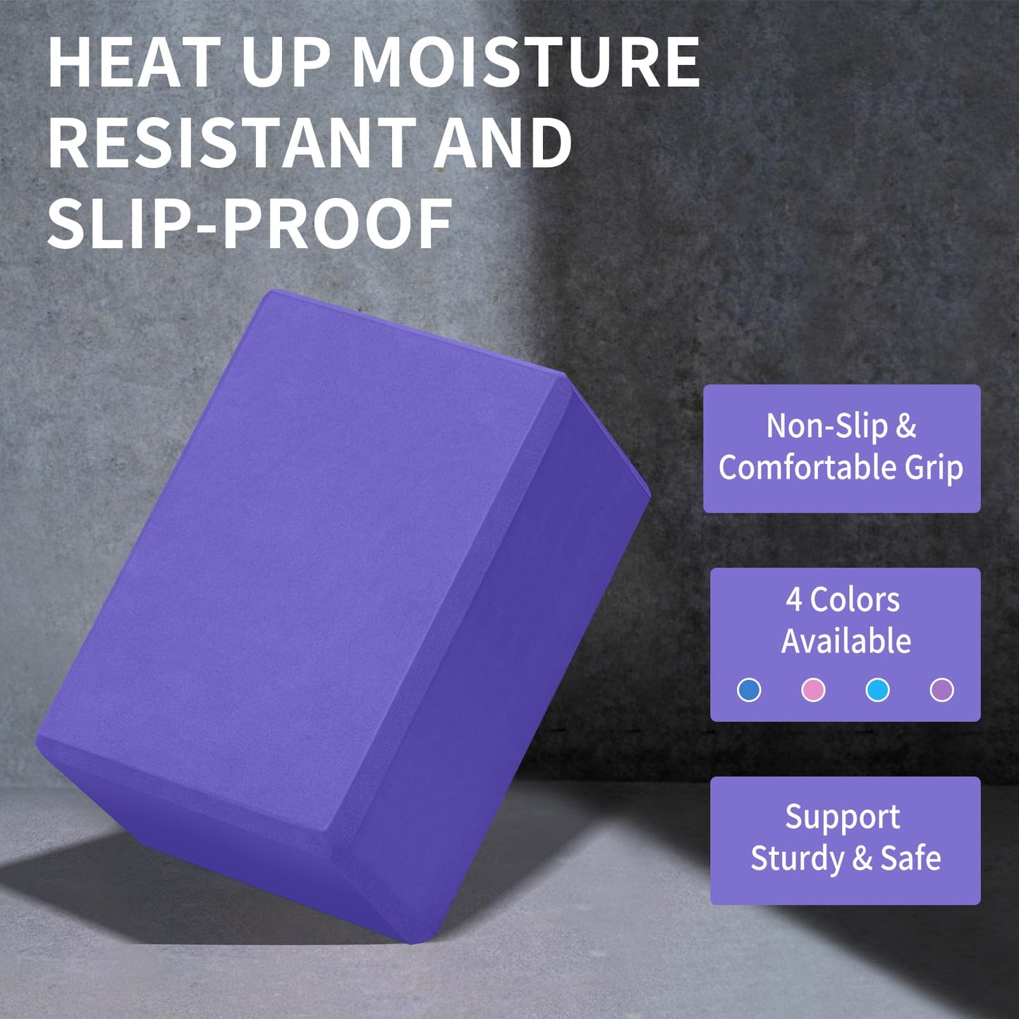 Yoga Block, Large Yoga Block 9x6x4 Inches, Sturdy Yoga Foam Blocks, High Density & Non Slip Surface for Yoga, Pilates & Stretching, Fitness Accessories for Stability & Balance (Violet)