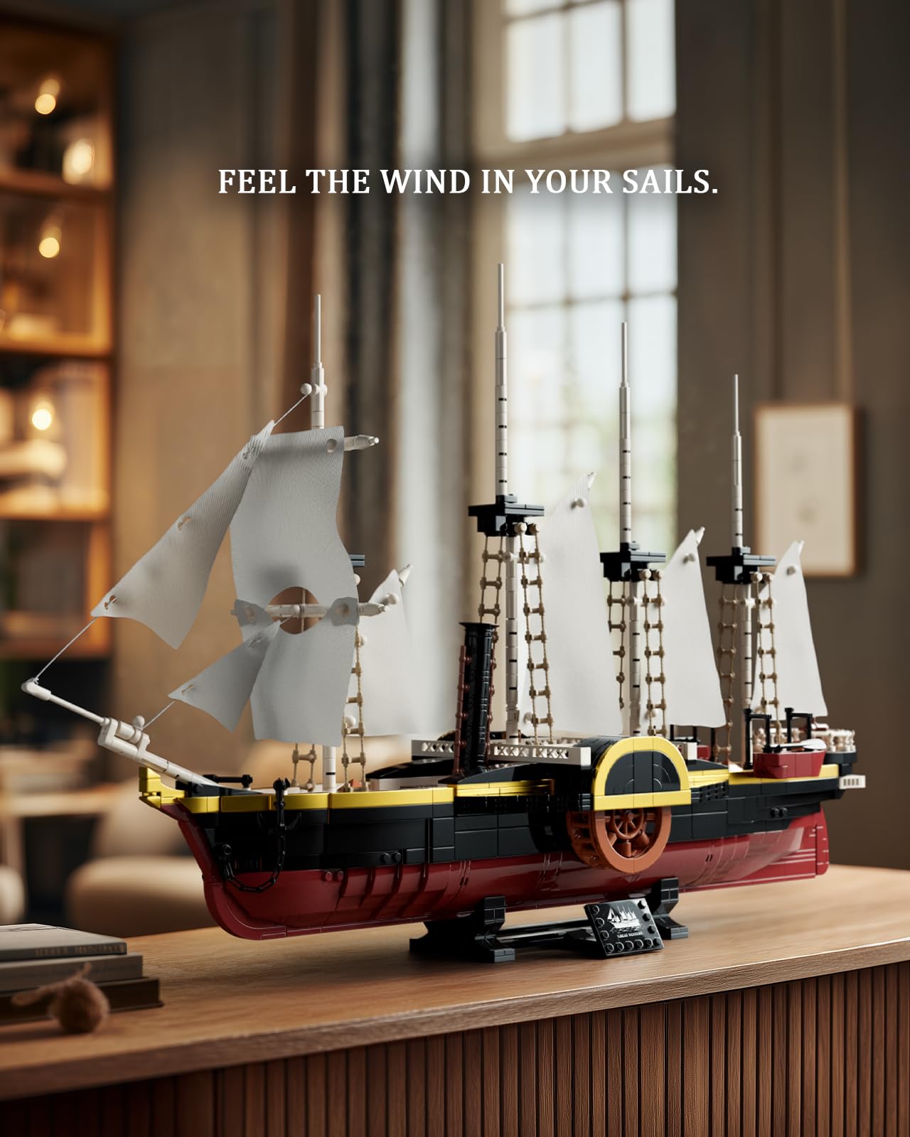 Nifeliz Great Western Ship Model Building Set, Steamship Model Kit for Adults, Collectible Boat Model for Display, Gift for Ship Enthusiasts (1948 PCS, NF10346)
