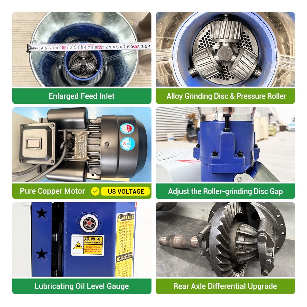 160 Feed Pellet Machine 5.5 kW 110V 60Hz US Voltage Three Roller Flat Die 4 mm Disc 100 to 200 kg per Hour for Chicken Duck Goose Pig Rabbit Feed