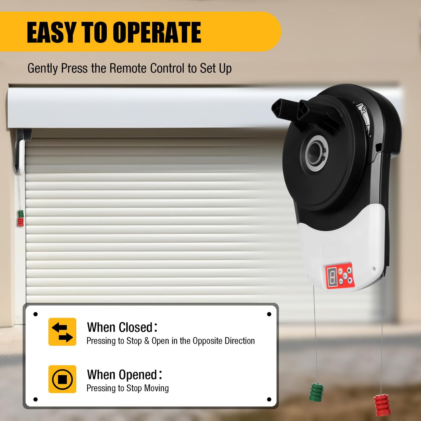 Roll Up Garage Door Opener with Remote, 110V Side Mount Electric Motor, 800N Automatic Rolling Door Opener for Garage, Warehouse, Barn, Shop - Easy Installation & Quiet Operation