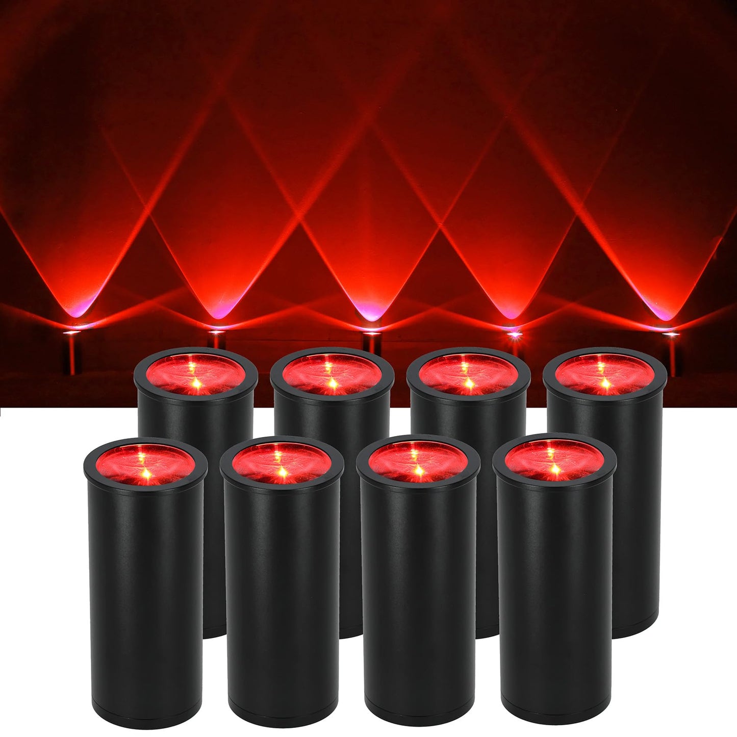 Rockville 8 Pack MINI Halo Black DJ Wash Lights + Bag, Wireless DMX, 17 Hour Battery, Wireless DMX, RF Remote