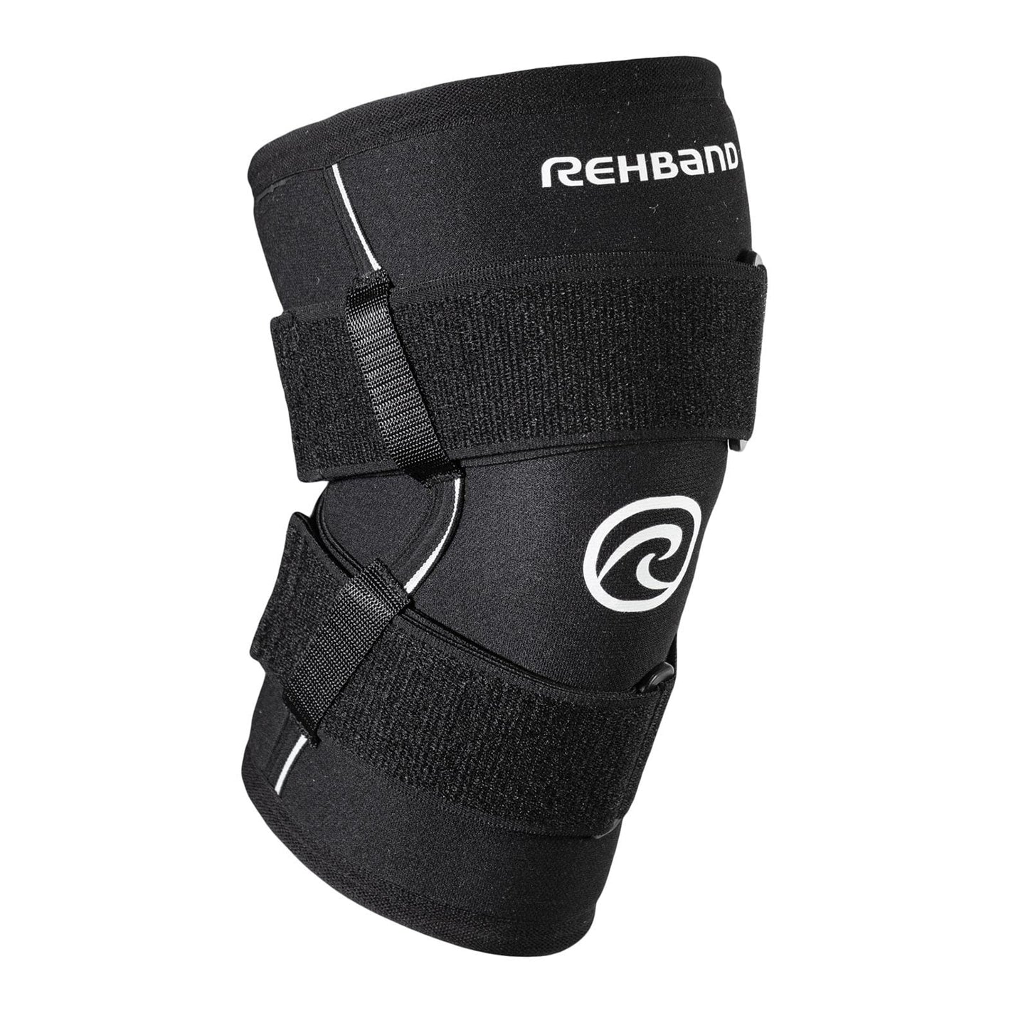 Rehband X-RX Knee Support with Straps, 1 piece, strong knee sleeve 7mm neoprene for heavyweight workouts, weightlifting & strongman, Colour:Black, Size:Large