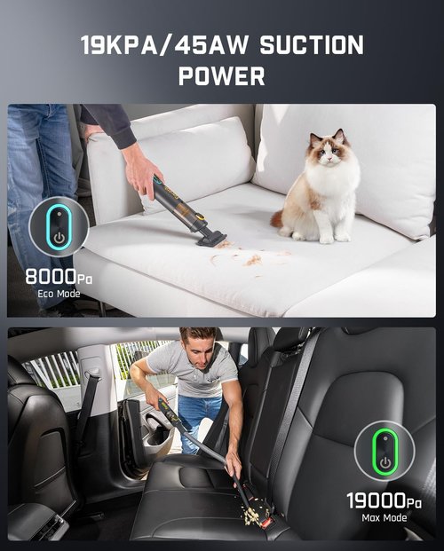 Fanttik Slim V8 APEX Car Vacuum - 4-in-1 Portable Mini Cordless Vacuum with 19000Pa Suction Power | Gray
