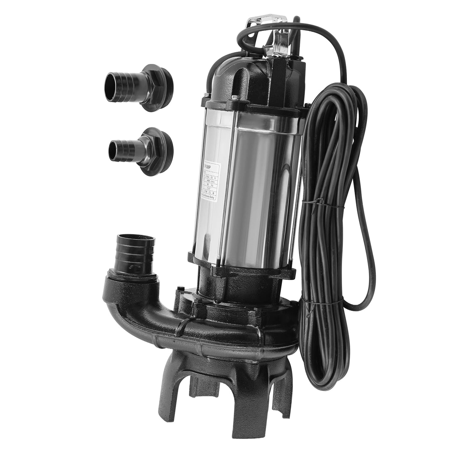115V 1 HP 50PN2.75S 8PN Submersible Pump with Auto Float Switch 8-PN 6600GPH 110GPM Dewatering Sewage Sump Pump Stainless Steel w/ 2" 1.5" 1" Discharges 50PNA2.75S