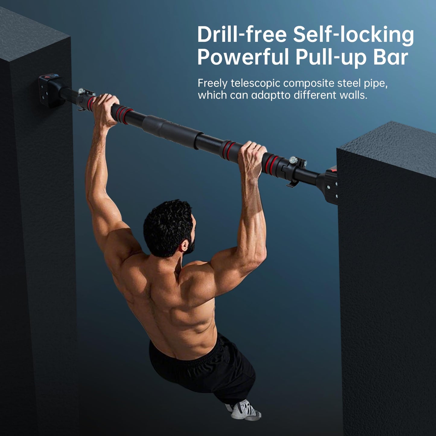 leikefitness Pull-Up Bar For Door Frame Chin Up Bar Upper Body Workout - Indoor Portable Training Pull-Up Bars - Adjustable 28.3"- 37.8" Width Locking Mechanism