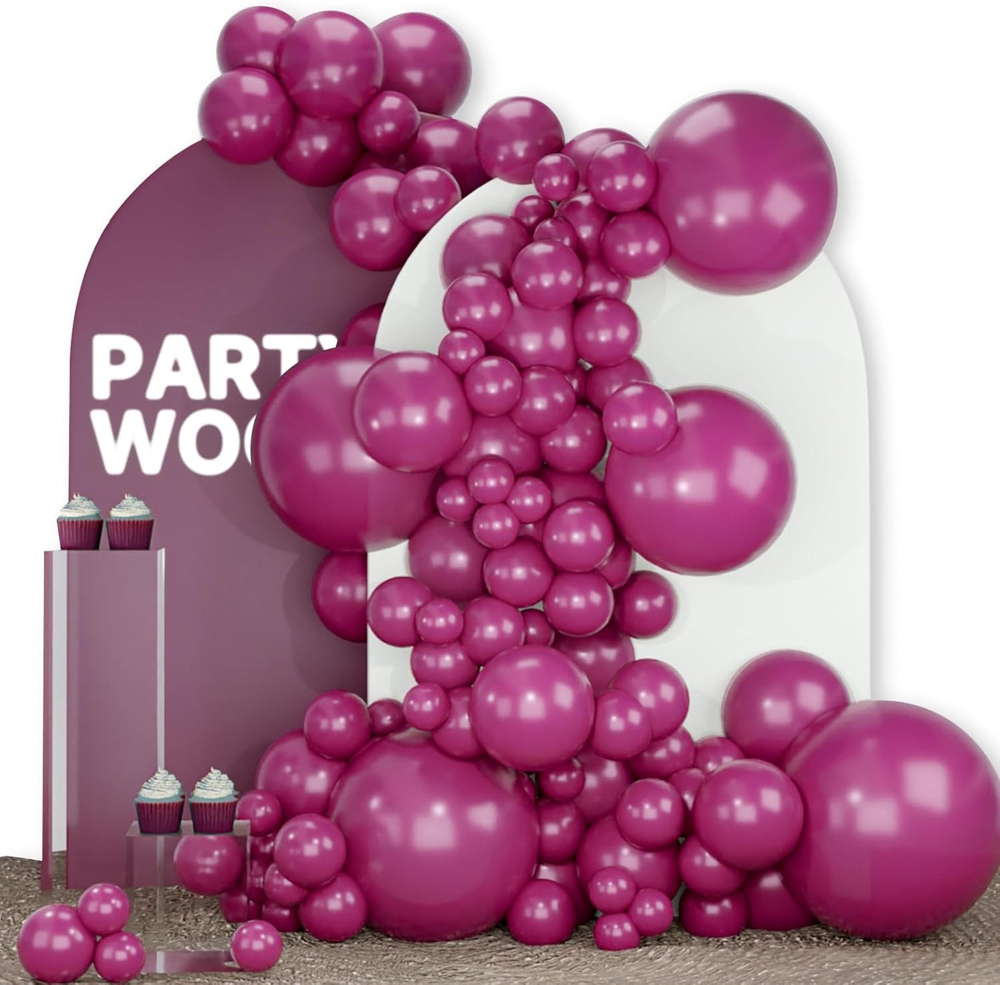 PartyWoo Dark Purple Balloons - 140-Piece Boho Balloon Arch Kit for Baby Showers & Birthdays | Dusty Plum & Royal Purple