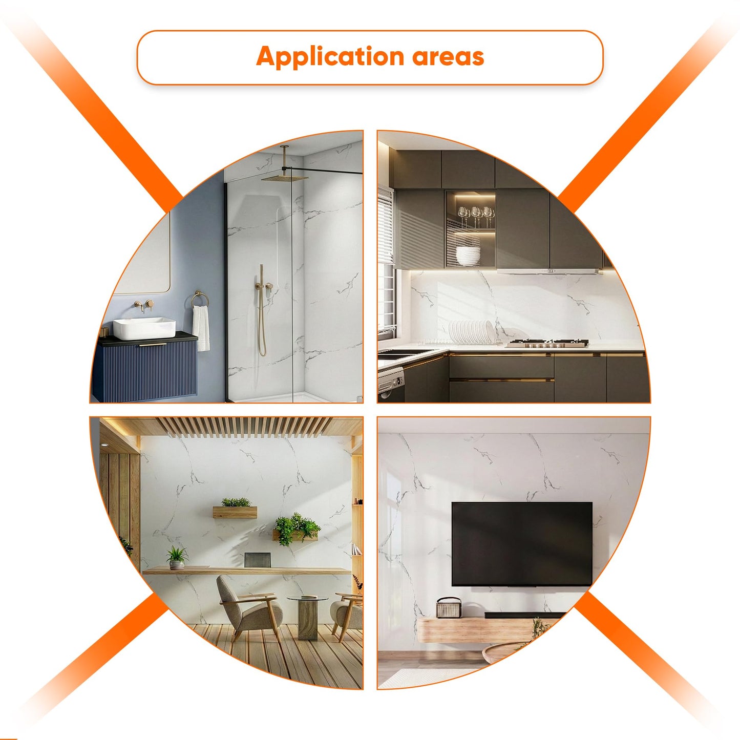 IZODEKOR 4 Pcs 24"x48" PVC Marble Wall Panels - Realistic Marble Look, 3D Wall Panels for Shower Tile and Interior Decoration - Covers 30 Square Feet | Ice Berg Grey